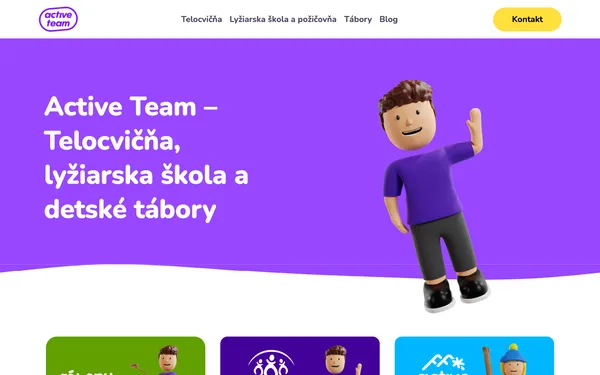 Screenshot webu activeteam.sk — správa táborov a registrácií