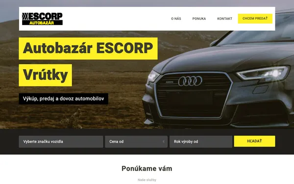 Screenshot webu escorpsk.sk — firemná prezentácia