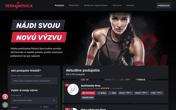 Screenshot systému Terminovka pre správu eventov a rezervácií